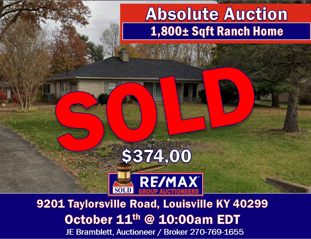 Absolute Auction | 1,800± Sqft Ranch Home in Louisville KY | October 11th, 2025 10:00AM EDT