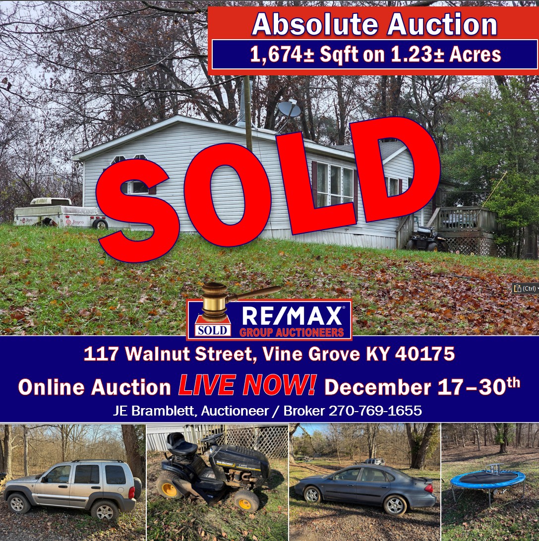 Absolute Auction | 117 Walnut Street, Vine Grove KY | Dec. 17-30th 2025