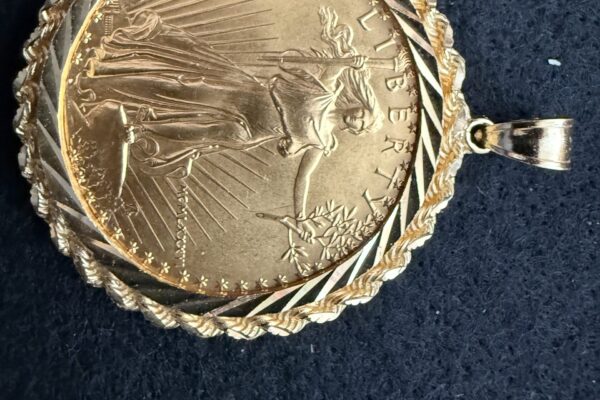 547.JPG 14K GOLD $50 1OZ GOLD LIBERTY COIN WITH GOLD ROPE BAND