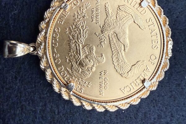 547A.JPG 14K GOLD $50 1OZ GOLD LIBERTY COIN WITH GOLD ROPE BAND